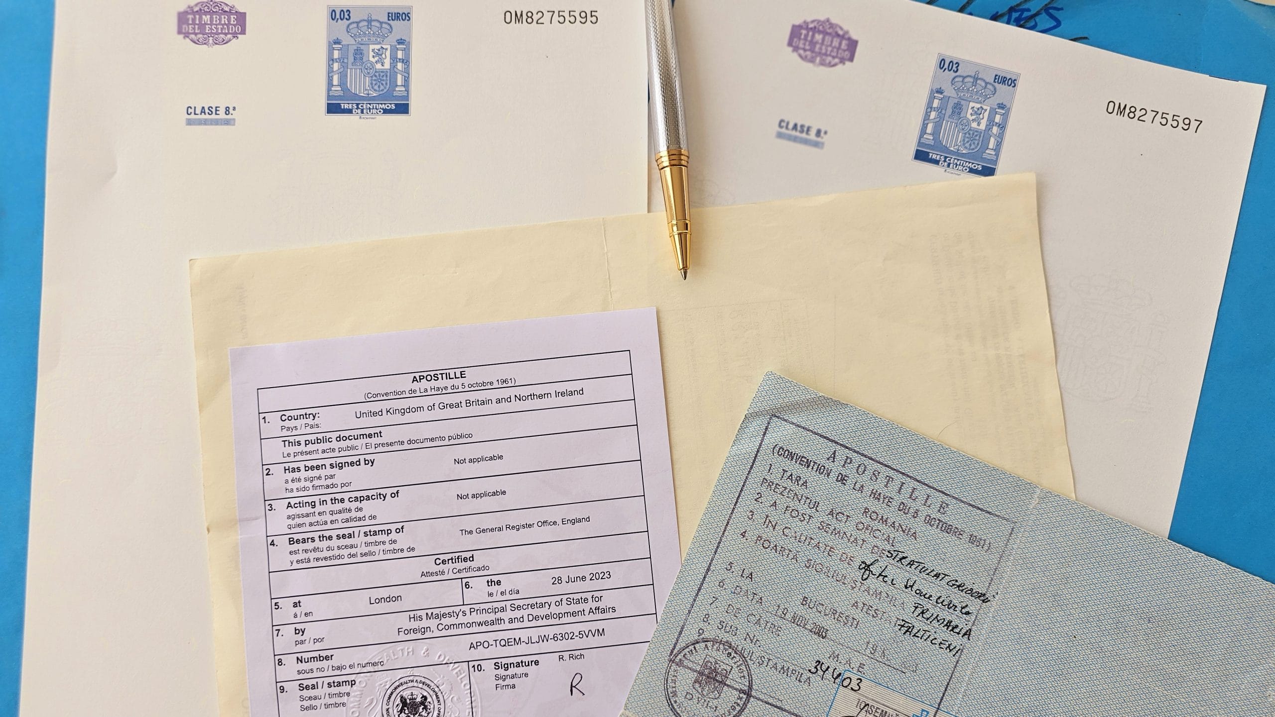 apostilla en certificados rumanos