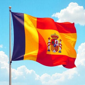 Hipoteca para Rumanos en España: Requisitos y Traducción Jurada del Rumano al Español 4 Bandera de España en un muro, símbolo de la nacionalidad española para residentes rumanos