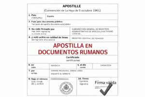 apostilla en documentos rumanos ejemplo de sello oficial según Convenio de La Haya