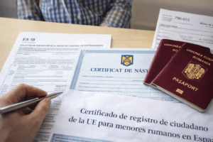 certificado de registro de ciudadano de la UE para menores rumanos en España